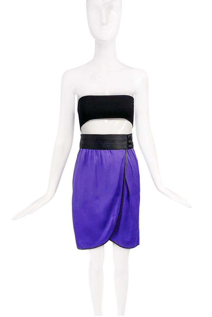 Marc Jacobs Purple Blue Satin High Waisted Cummerbund Wrap Skirt
