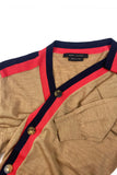 Marc Jacobs Tan Knit Cardigan with Colorblock Trim