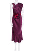 Marc Jacobs Burgundy Red Maroon Satin Silk Floral Belt Spring 2011 Runway Dress