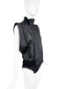 Maison Martin Margiela Black Leather Vest with Exaggerated Shoulder Detail