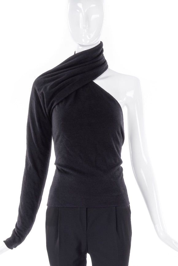 Maison Martin Margiela Black One Sleeve Wrap Around Top