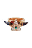 Mawi London Gold Gunmetal Claw Horn Emerald Triangle Bracelet