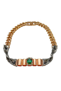 Mawi London Rose Gold Gunmetal Emerald Spike Necklace Choker