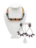 Mawi London Ruby Red Gunmetal Spiked Hoop Earrings