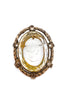 Vintage Cameo Caramel Rhinestone & Clear Glass Broach