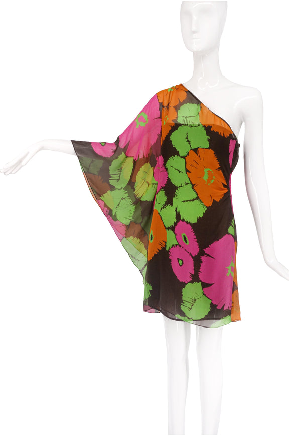 Milly Multi Color Oversized Floral One Shoulder 
