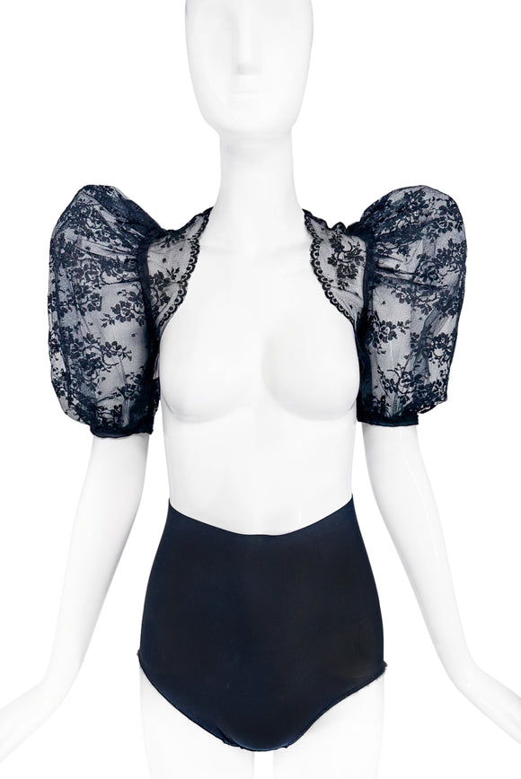 Mimi Wade Black Lace Balloon Sleeve Bolero Crop Jacket