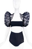 Mimi Wade Black Lace Balloon Sleeve Bolero Crop Jacket