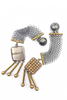 Missoni Silver Gold Chain Mesh Dangling Long Earrings