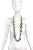 Missoni Turquoise and Brass Chain Link Pendent Necklace