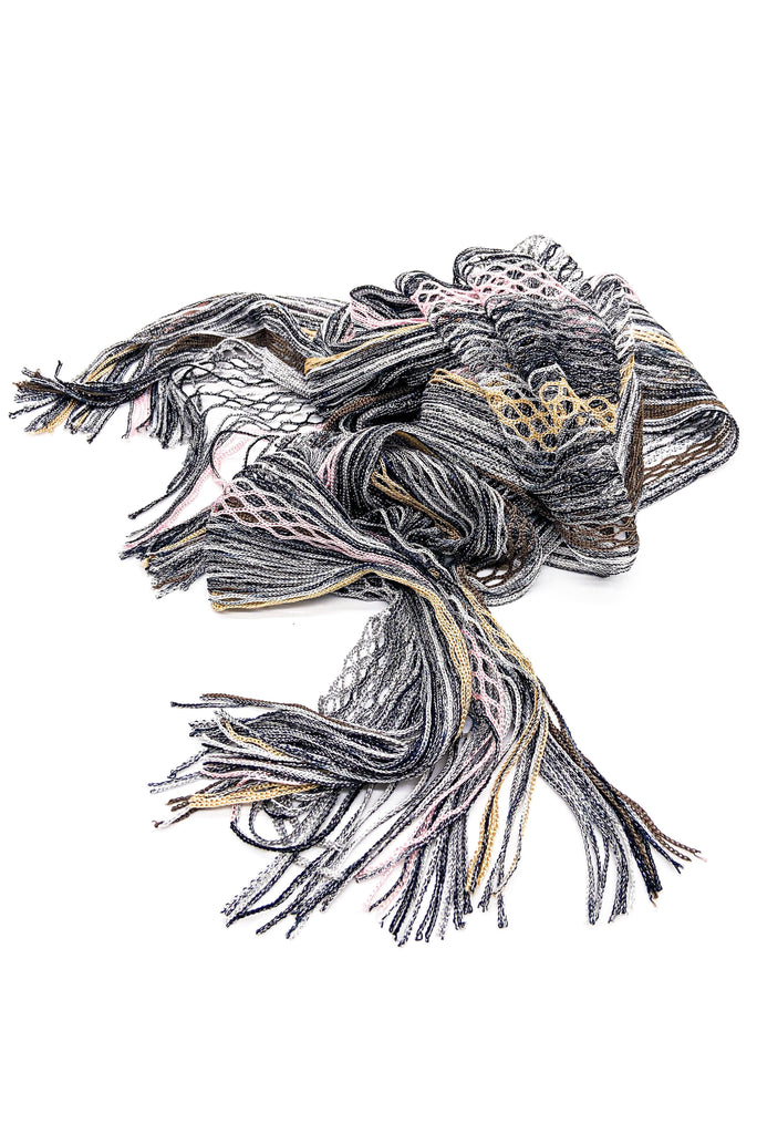 Missoni Metallic Knit Scarf with Fringe
