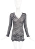 Missoni Silver Metallic Lurex Striped Floral Applicate Dress