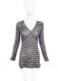 Missoni Silver Metallic Lurex Striped Floral Applicate Dress
