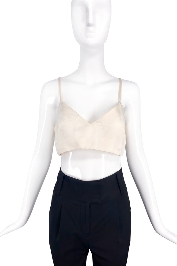 Miu Miu Ivory White Oversize Bralette Satin Top SS2013
