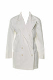 Miu Miu White Big Lapel Cotton Nylon Suit Blazer - BOUTIQUE PURCHASE PRICE