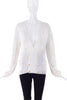 Miu Miu White Nylon Cardigan with Gold Buttons - BOUTIQUE PURCHASE PRICE