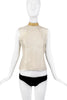 Miu Miu Gold Silk Sheer Crystal Collar Sleeveless Top