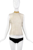 Miu Miu Gold Silk Sheer Crystal Collar Sleeveless Top