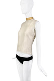 Miu Miu Gold Silk Sheer Crystal Collar Sleeveless Top