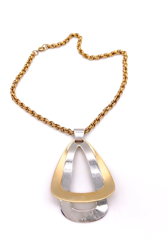 Vintage Napier Silver and Gold Modernist Pendent Necklace