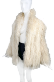 Vintage Ivory Mongolian Curly Fur Coat Jacket 1970's