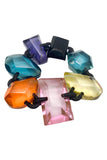 Monies Multicolor Pink Purple Blue Orange Yellow Lucite Resin Gemstone Bracelet