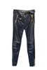 Moschino Black Leather Pants Heavy Gold Zipper Details