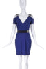 Mugler Navy Blue Mini Dress with Silver Hard Ware Details