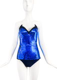 Mugler Blue Sequin Horned Bustier Neckline Corset Resort 2018