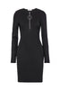 Mugler Black Jersey Bodycon Dress with Round Zipper Detail - BOUTIQUE PURCHASE PRICE