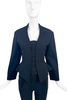Thierry Mugler Black Peplum Rib Cage Corset Detail Power Blazer