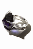 Vintage Silver Crystal Purple Gem Stone Mugler Style Ring