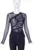 Nina Ricci Black Lace and Chiffon Long Sleeve Top