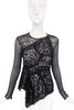 Nina Ricci Black Lace and Chiffon Long Sleeve Top