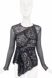 Nina Ricci Black Lace and Chiffon Long Sleeve Top