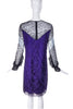 Nina Ricci Multi-Pattern Floral Lace Black Dress with Purple Slip and Pale Blue Inlay