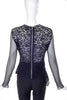 Nina Ricci Black Lace and Chiffon Long Sleeve Top