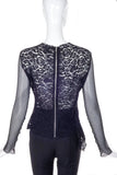 Nina Ricci Black Lace and Chiffon Long Sleeve Top