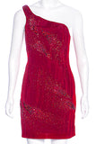 Nina Ricci Red One Shoulder Mini Dress with Crystal Embellishment FW2009