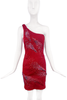 Nina Ricci Red One Shoulder Mini Dress with Crystal Embellishment FW2009