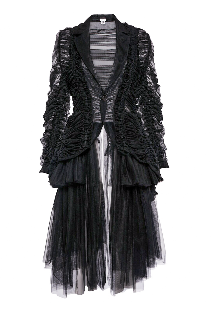 Noir Kei Ninomiya Comme Des Garcons Black Tulle Ruffle Victorian Coat Fall 2020