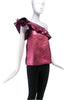 Philosophy di Lorenzo Serafini Purple Sparkle One Shoulder Ruffle Top