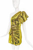 Alexandre Vauthier Lime Green Gold Sequin One Shoulder Ruffle Dress
