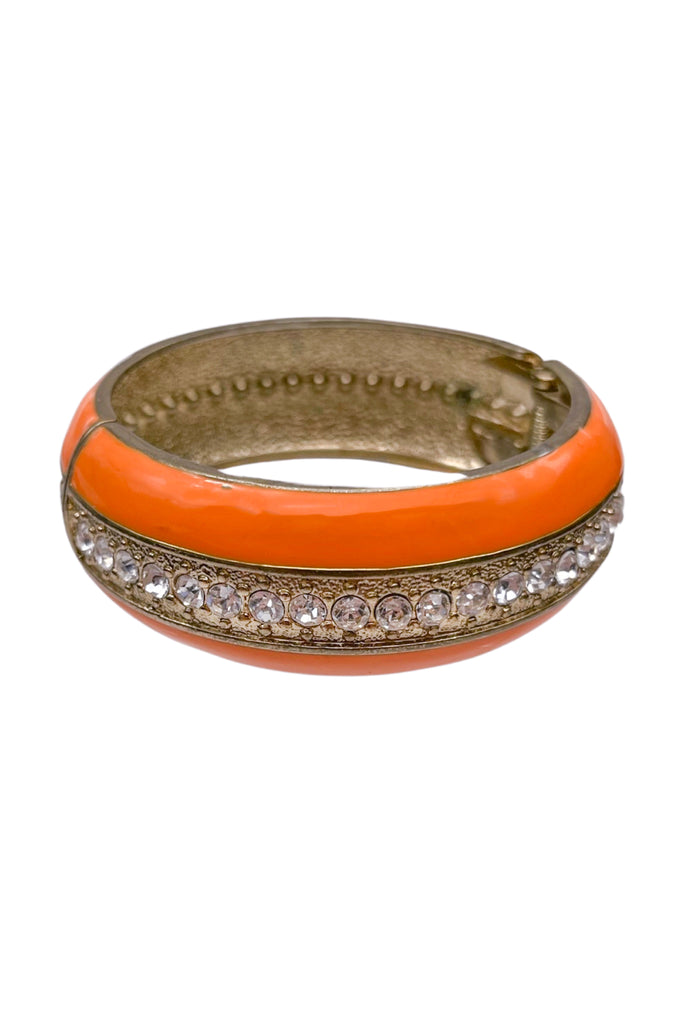 Vintage Orange Enamel Crystal Bracelet