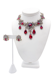 Oscar de la Renta Crystal and Ruby Statement Necklace - BOUTIQUE PURCHASE PRICE