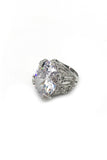 Vintage Collection of Oversized Silver Cocktail Rings with Faceted Crystals