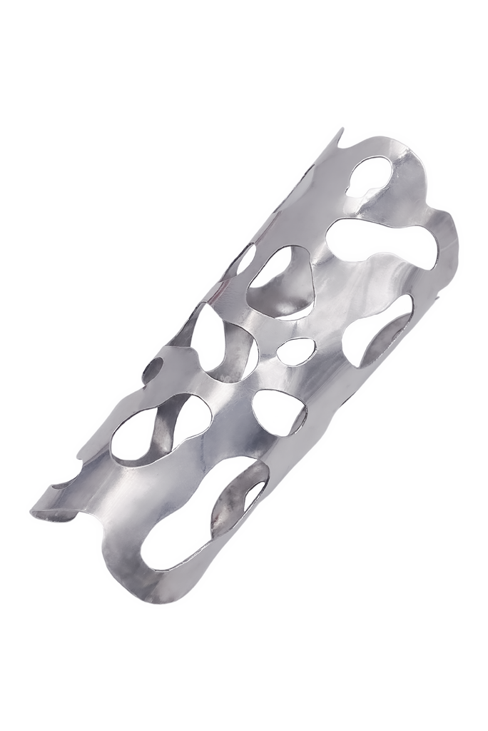 Claude Montana Gunmetal Silver Oversize Cut-Out Arm Cuff Bracelet