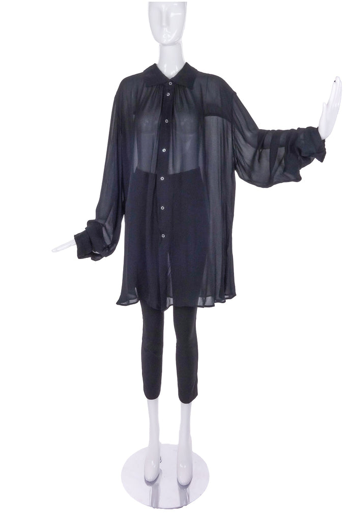 Vivienne Westwood Black Sheer Chiffon Oversize Button-Up Shirt