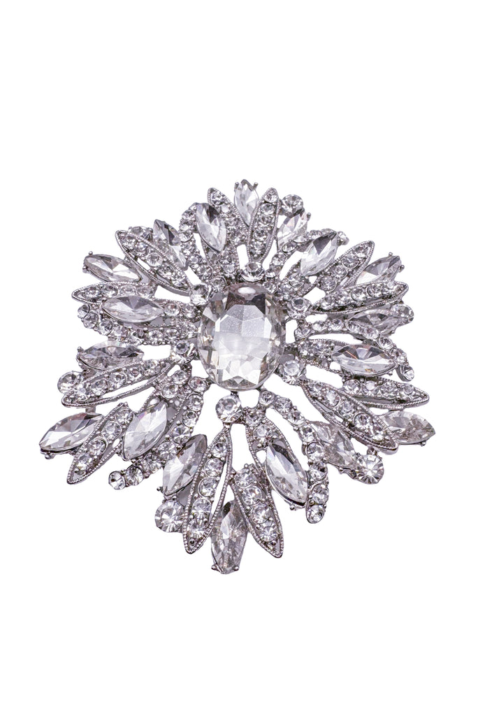 Vintage Silver Crystal Oversized Broach