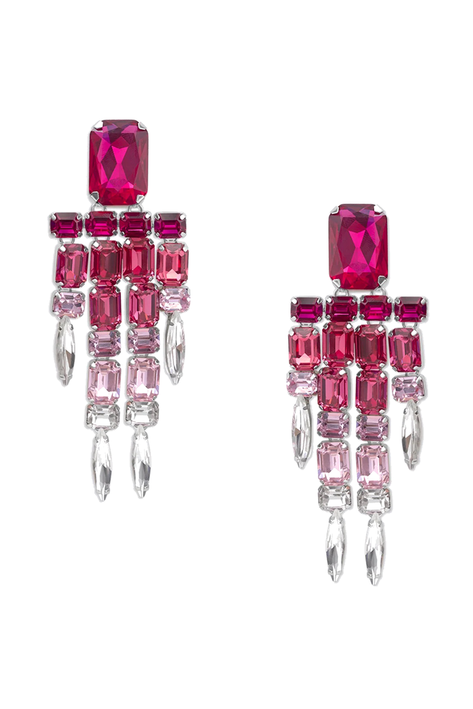Area Pink Gradient Crystal Gemstone Chandelier Earrings